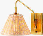 Gabas Gold Iron Rattan Wall Sconces