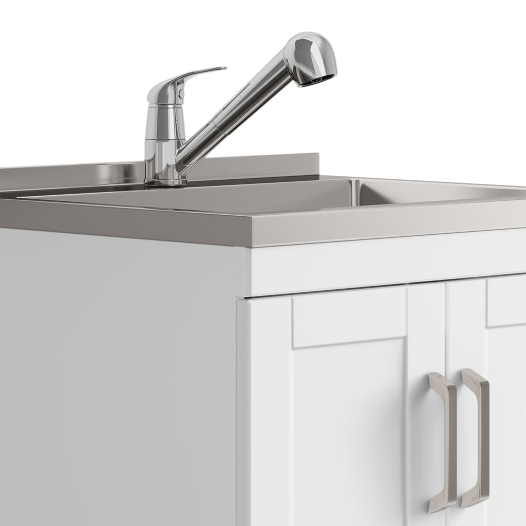 Kyle 24" Laundry Cabinet with Faucet and Stainless Steel Sink