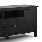 Warm Shaker 72 Inch Wide Solid Wood TV Stand in Hickory