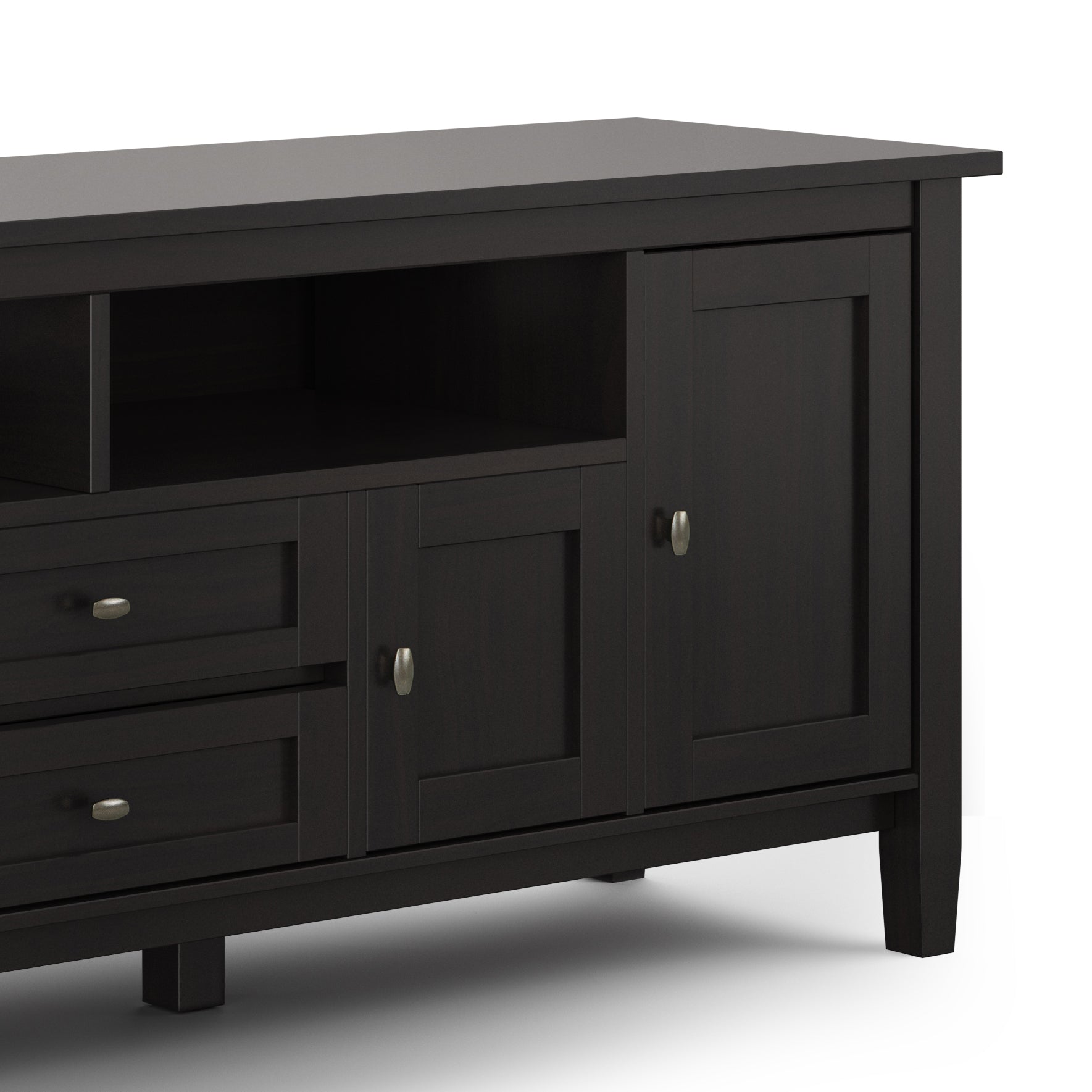 Warm Shaker 72 Inch Wide Solid Wood TV Stand in Hickory