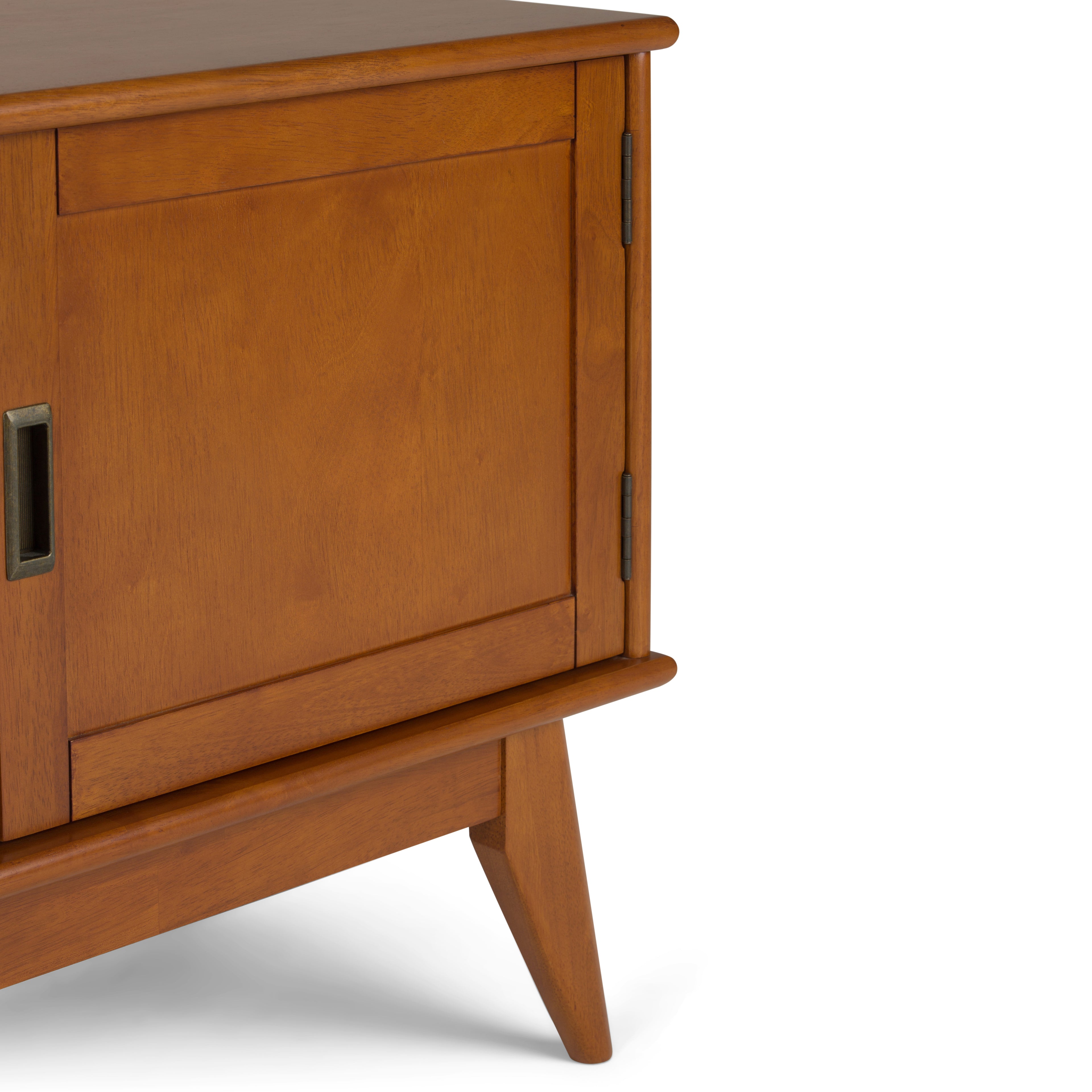 Draper 60 Inch Wide Solid Wood Mid Century Low TV Stand in Teak