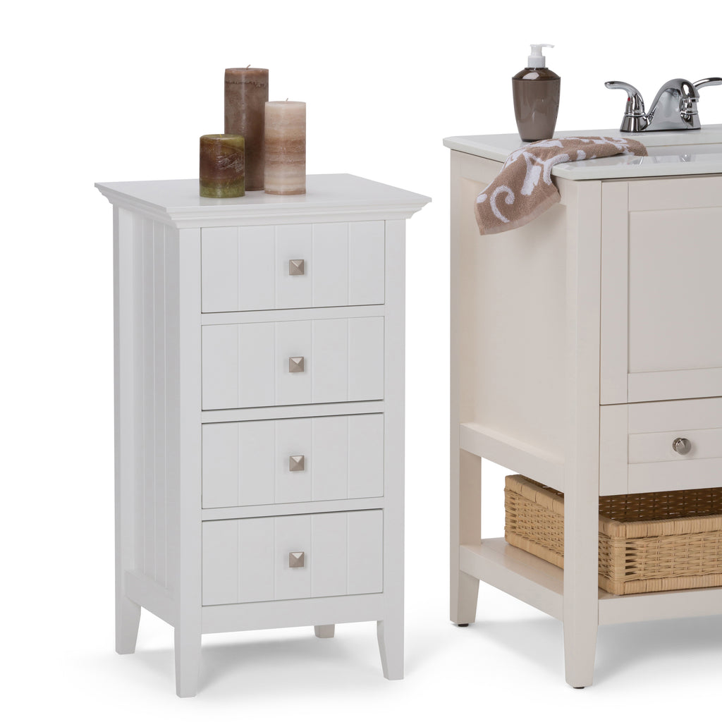 Acadian 18 Inch Wide Solid Wood Four Drawer Floor Storage Cabinet