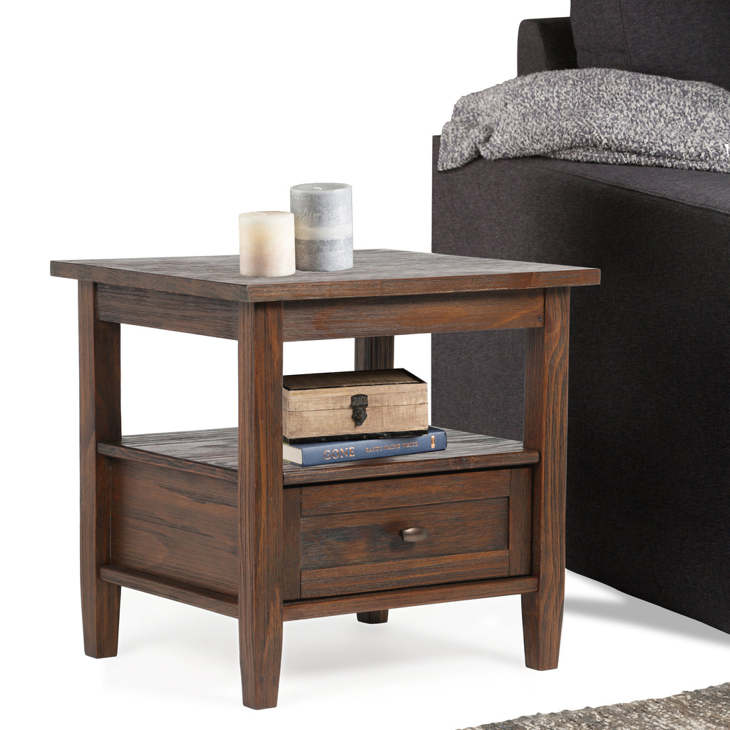 Warm Shaker Solid Wood 20 Inch Wide Transitional End Table