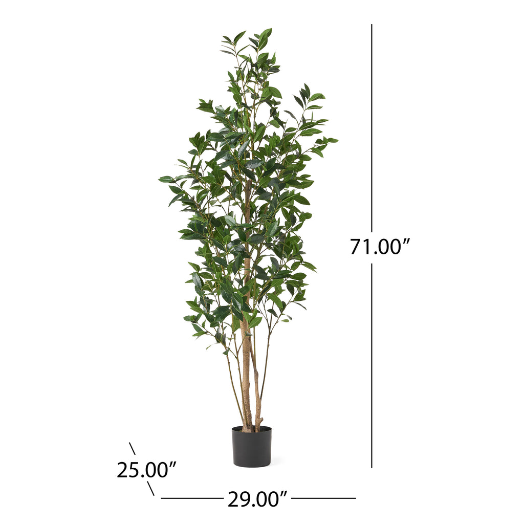 180cm Artificial Laurel Tree, Pre-Potted, Green