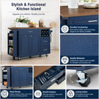 51.54" Rolling Kitchen Island Cart with Drop-Leaf