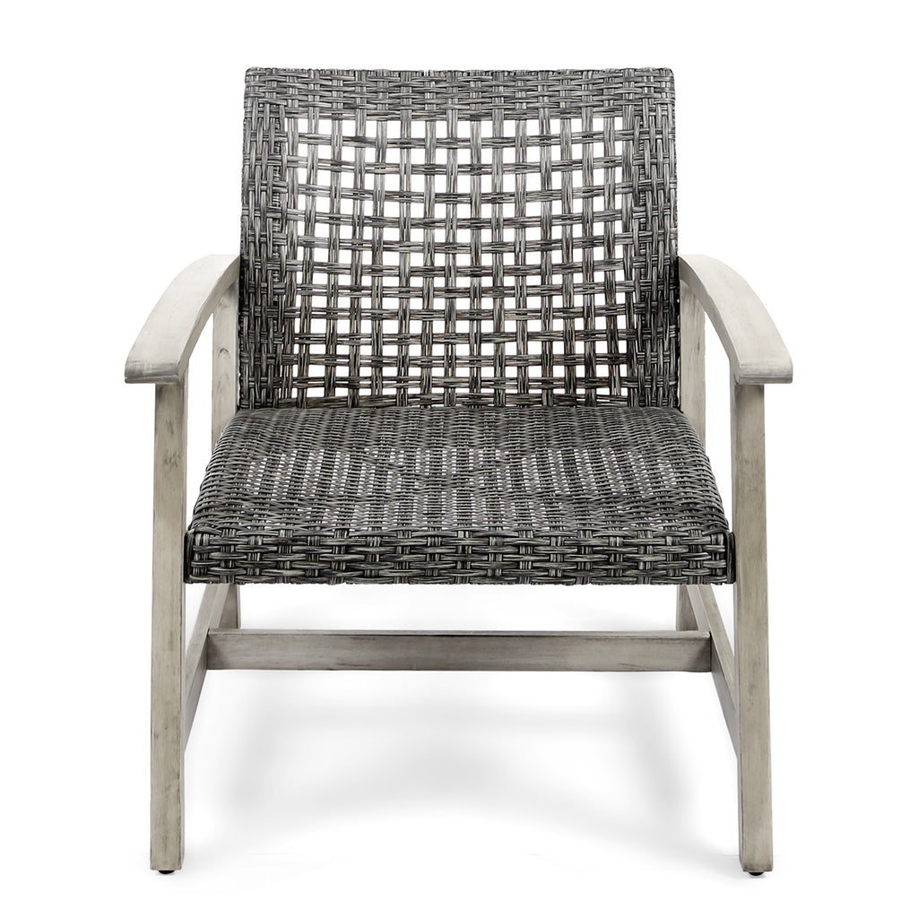 Hampton Wood + Wicker Club Chair Set of 2