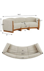 Elegant Curved Boucle Sofa with Solid Wood Frame