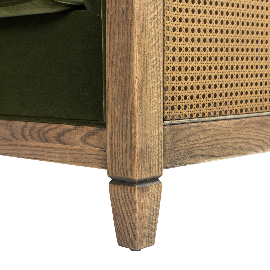 Georgia 34" Cane Rattan Tuxedo Armchair, Olive