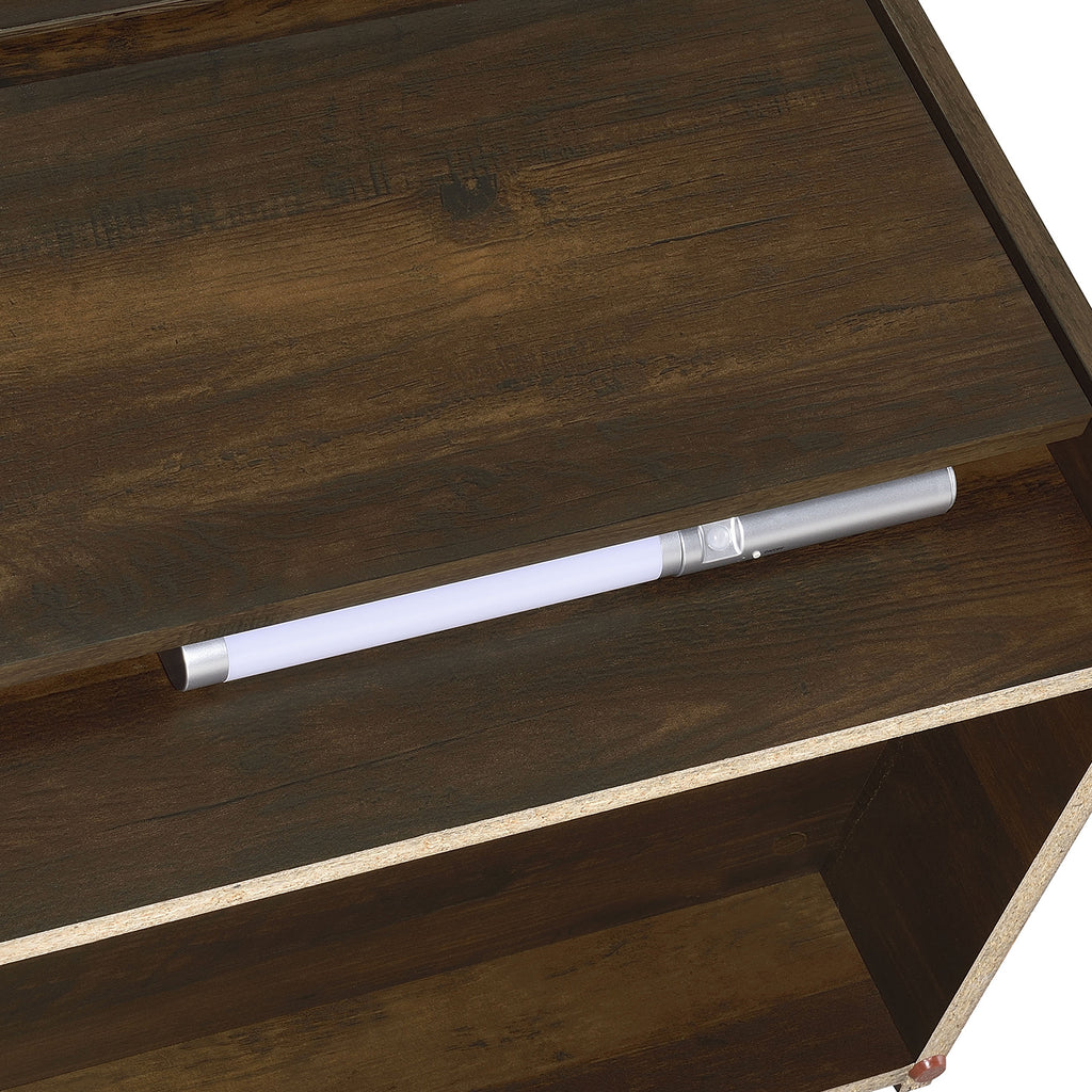 Geary Dark Pine 2-Drawer Nightstand with LED Lights and USB