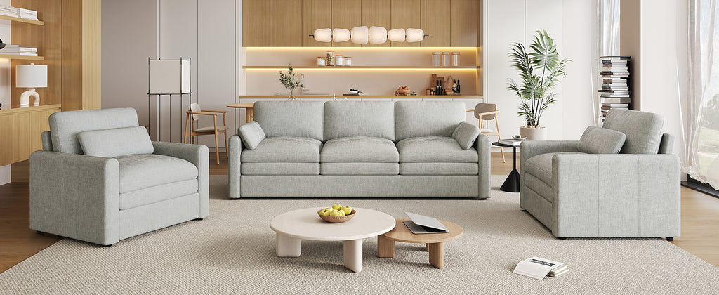 Cozy Upholstered Sofa Set - Oversized Comfortable Design
