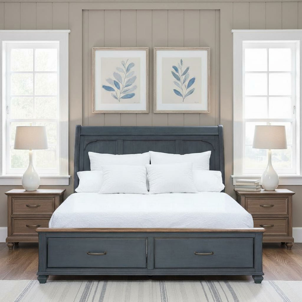 America King Size Sleigh Bed, Corduroy