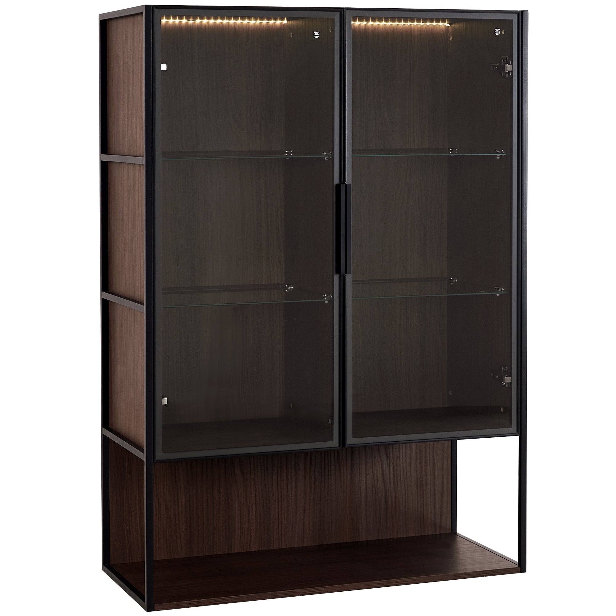 Modern Minimalist 51.2" Tall Lighted Display Cabinet with Tempered Glass