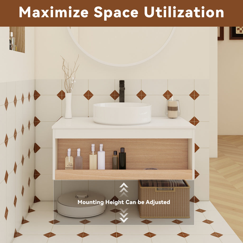 36" Floating Bathroom Vanity With Glossy Finish
