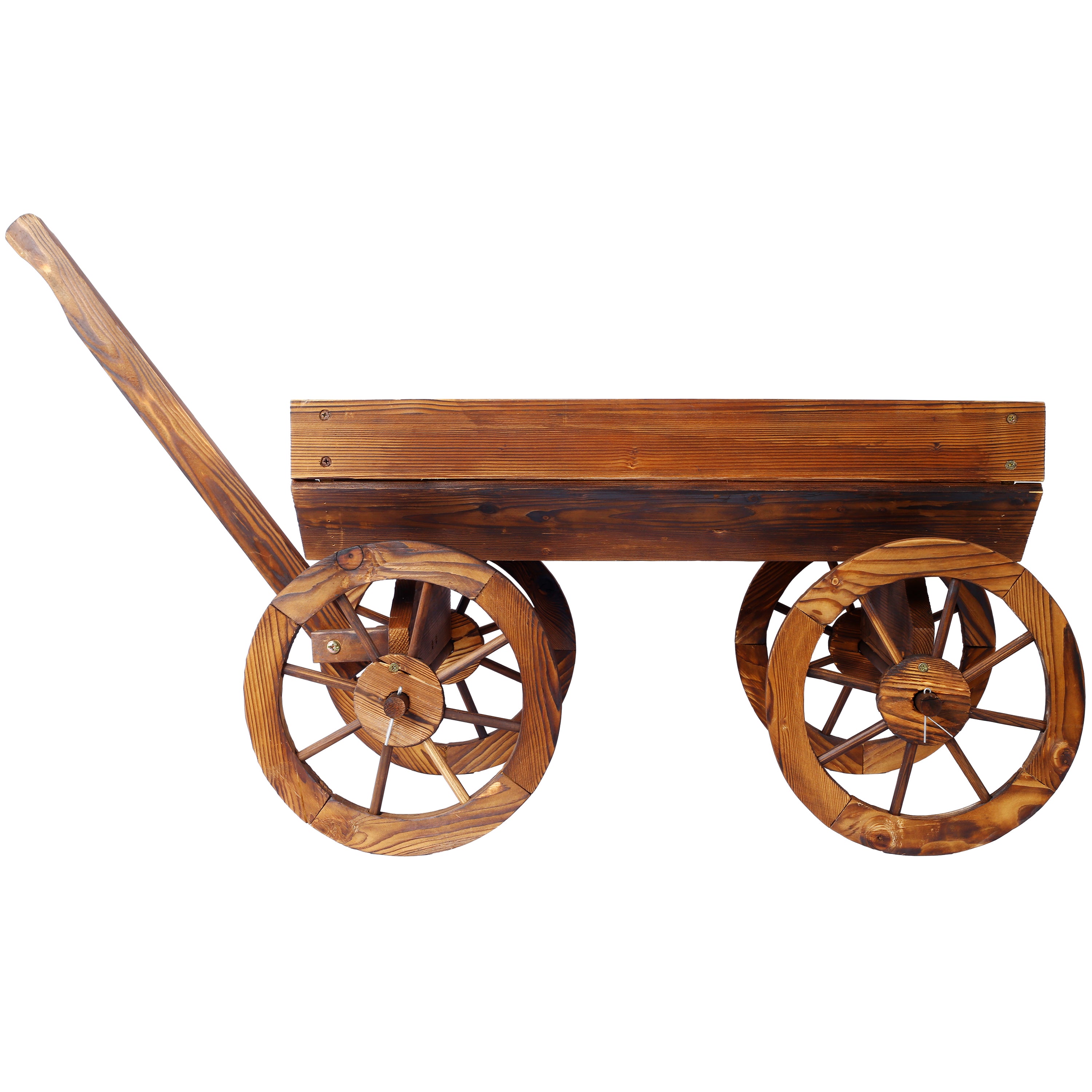 Wood Wagon Flower Planter Pot Stand with Wheels