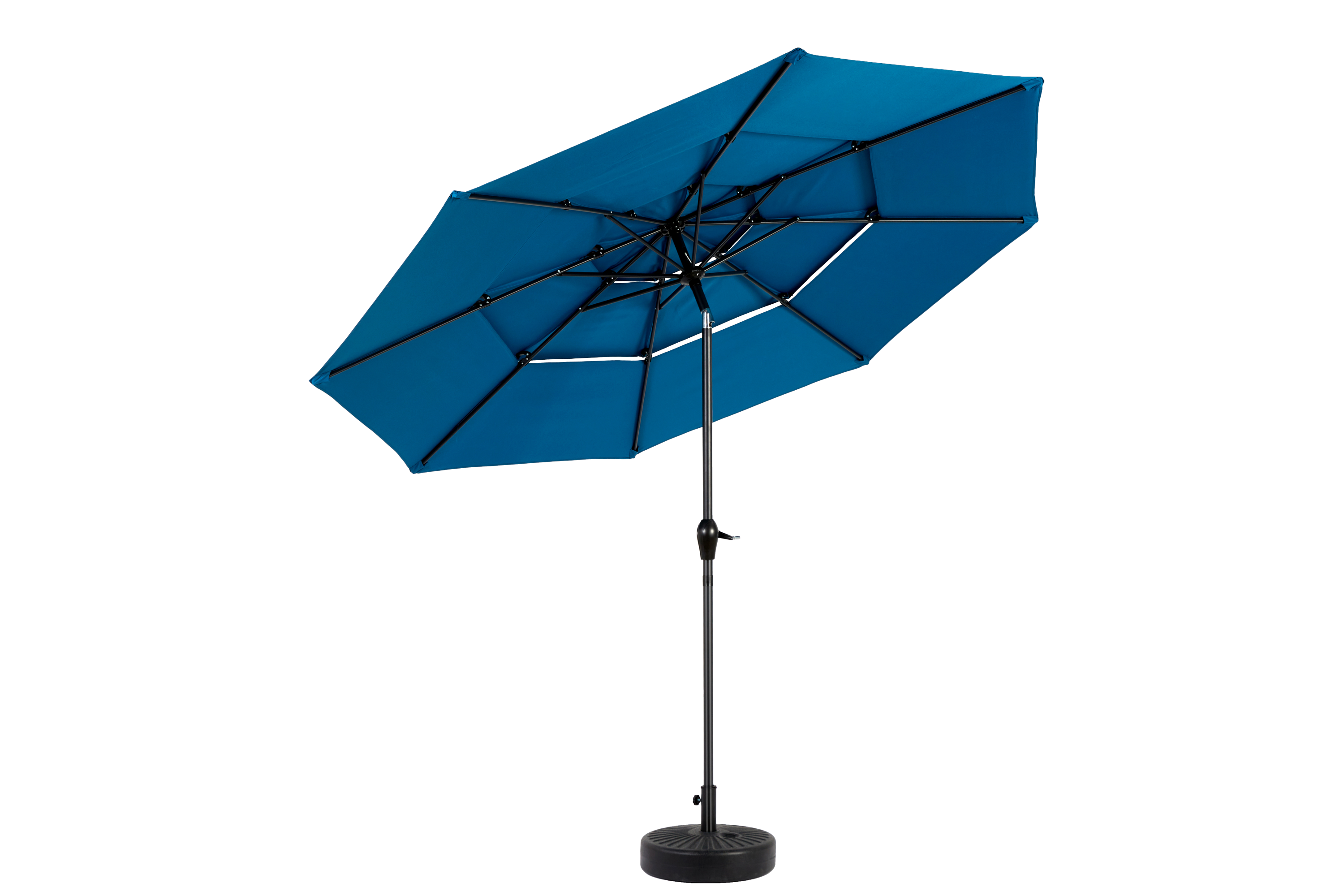 Aluminium 10ft 3 Tier Auto-tilt Outdoor Patio Umbrella - Dark Blue