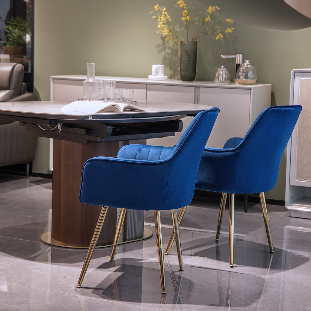 Velvet Dining Chair Set of 2 - Modern Mid-Back Accent Chairs