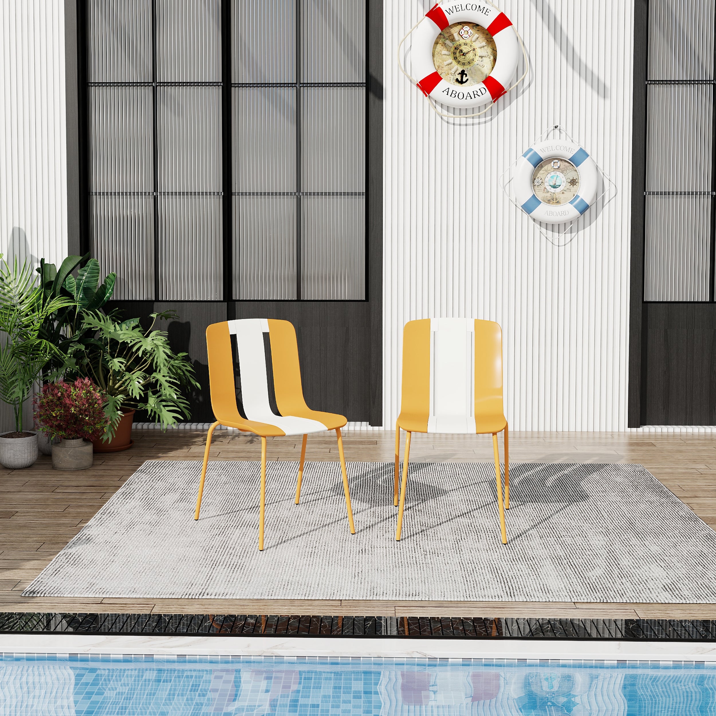 Summer - 4-Pack Modern Striped Color Block Chairs
