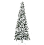 Snow-Flocked Slim Pine Artificial Christmas Tree