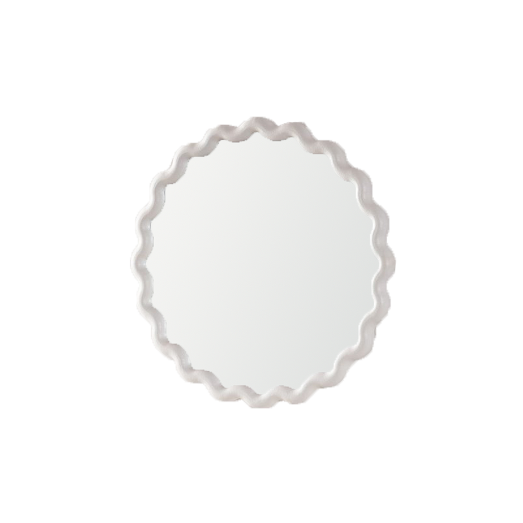 White Scalloped Round Wall Mirror