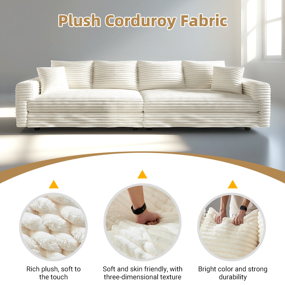 Plush Corduroy 4-Seat Sofa