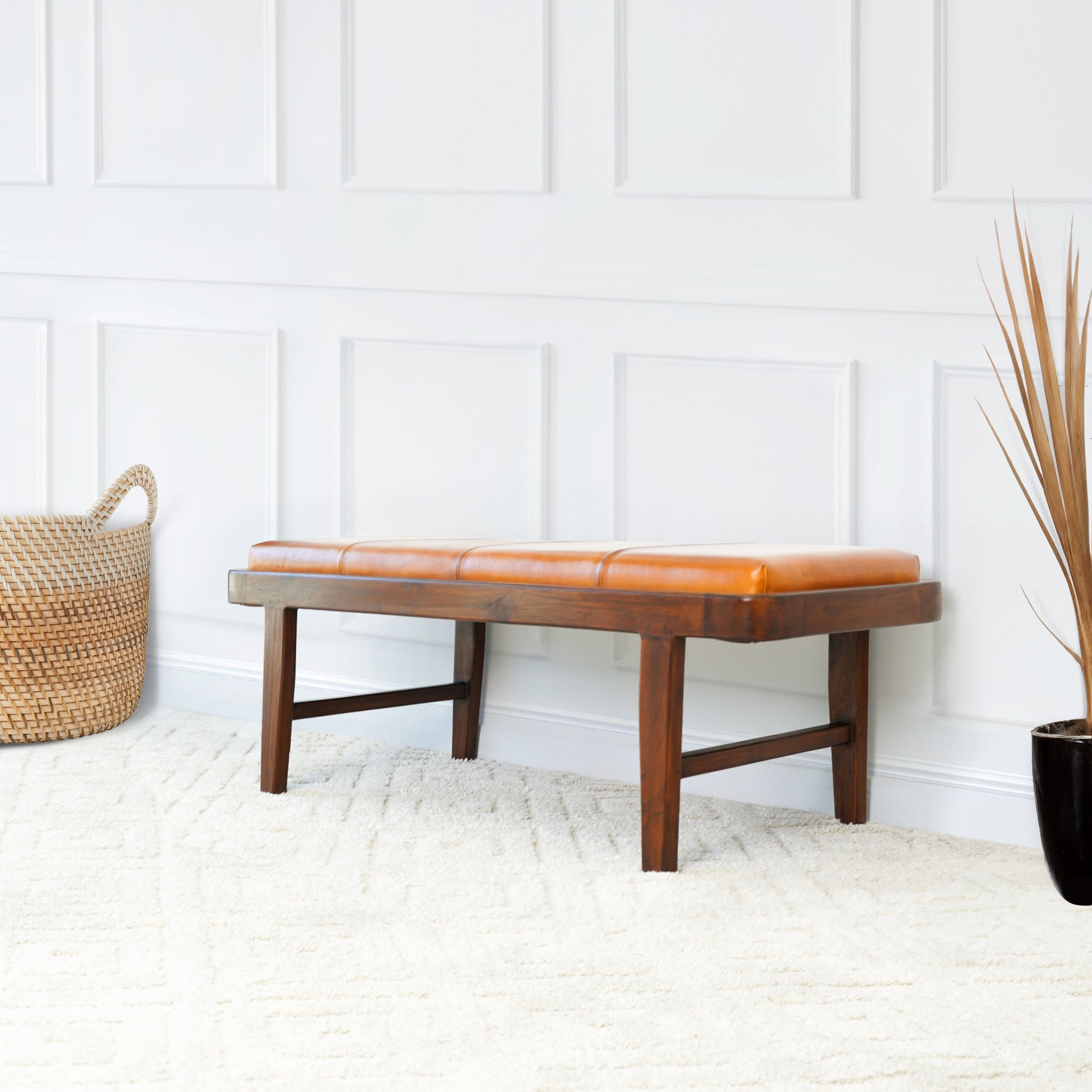 Maddox Mid-Century Modern Upholstered Bench