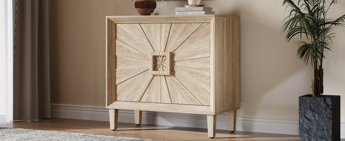 Mid-Century Modern Credenza Sideboard, 31.5-Inch, Antique Natural