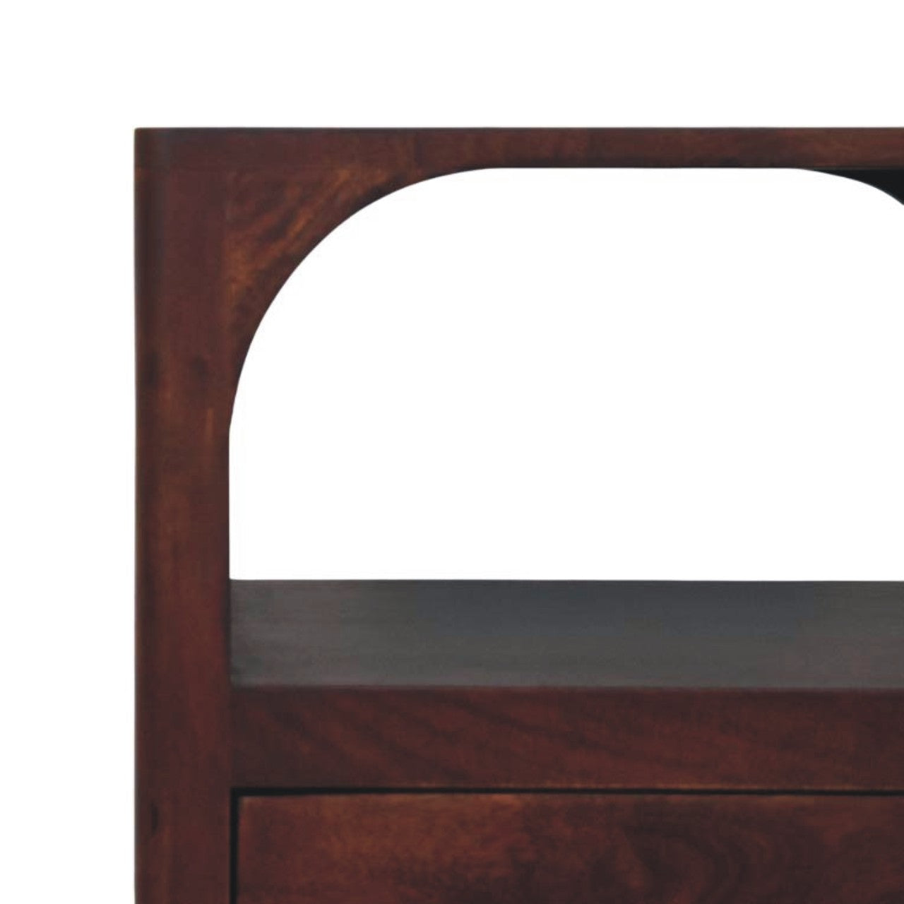 Solid Wood Arched Edge 1 Drawer Bedside Table