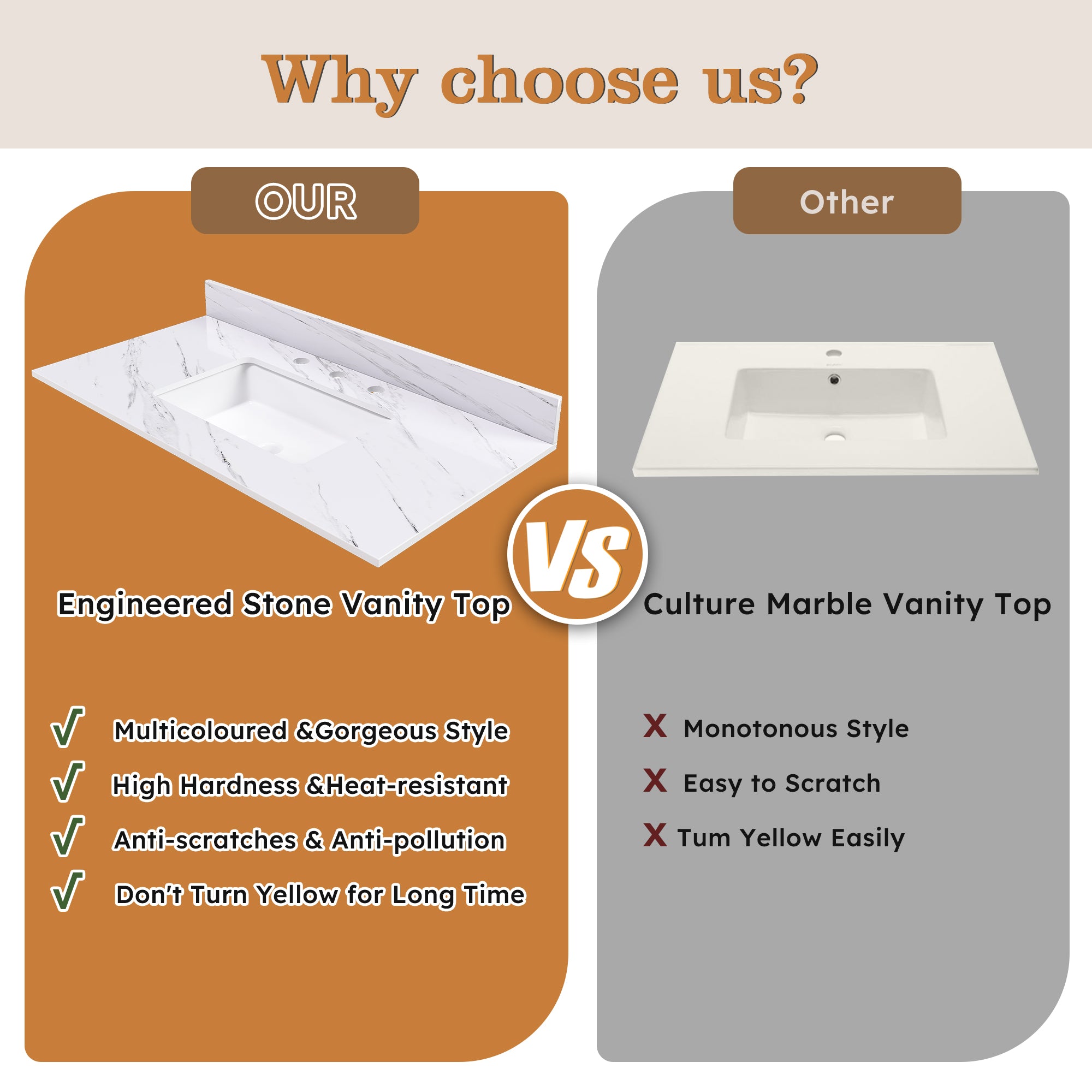 43 Inch Marble Vanity Top