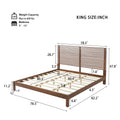 Premium Solid Wood King Size Bed Frame with Headboard - Walnut Color