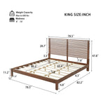 Premium Solid Wood King Size Bed Frame with Headboard - Walnut Color