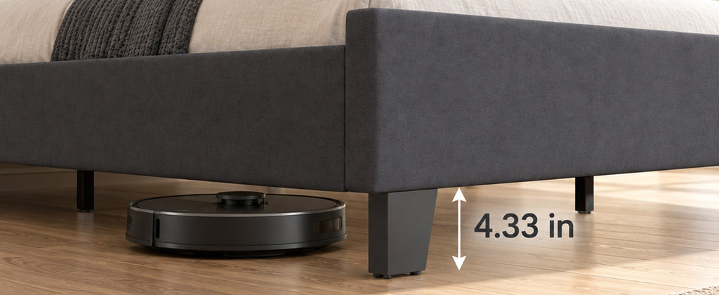 Modern Queen Size Platform Bed Frame with Tufted Velvet Headboard