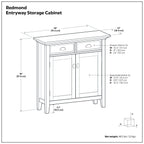 Redmond 36 Inch Wide Solid Wood Entryway Storage Cabinet in Rustic