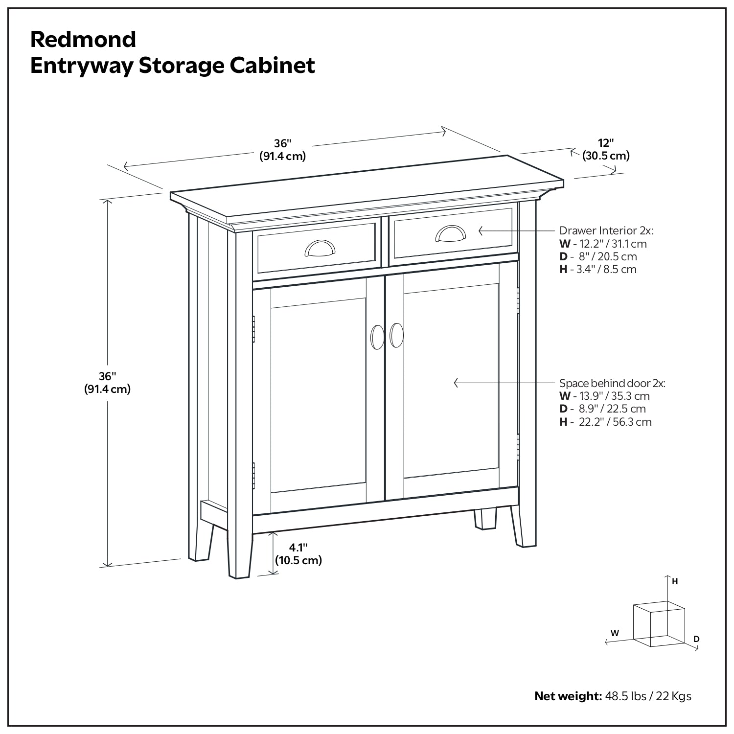 Redmond 36 Inch Wide Solid Wood Entryway Storage Cabinet in Rustic