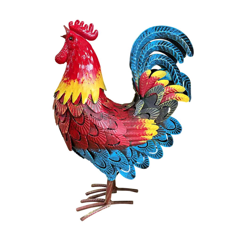Wrought Iron Rooster Garden Statue