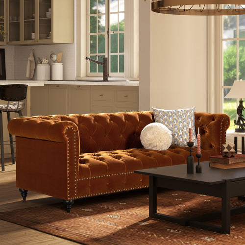 Alto 88" Tufted Chesterfield Sofa, Burnt