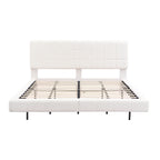 White Boucle Floating Bed with Light, King