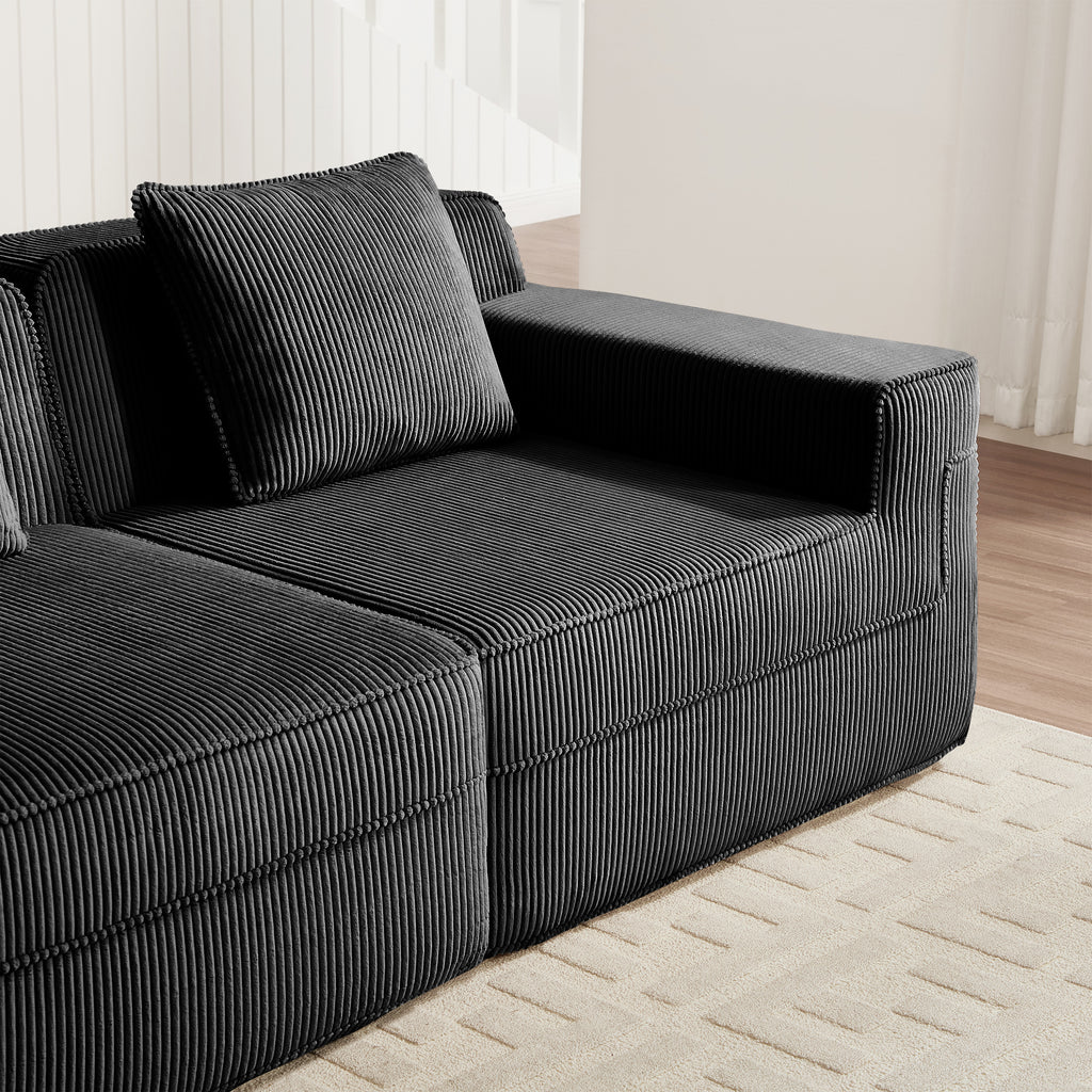 Armless Sofa With Pillow Corduroy