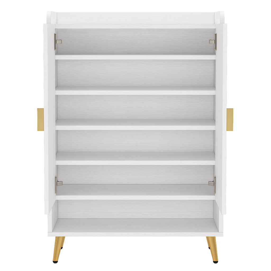 29.6" White and Gold Shoe Cabinet