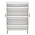 29.6" White and Gold Shoe Cabinet