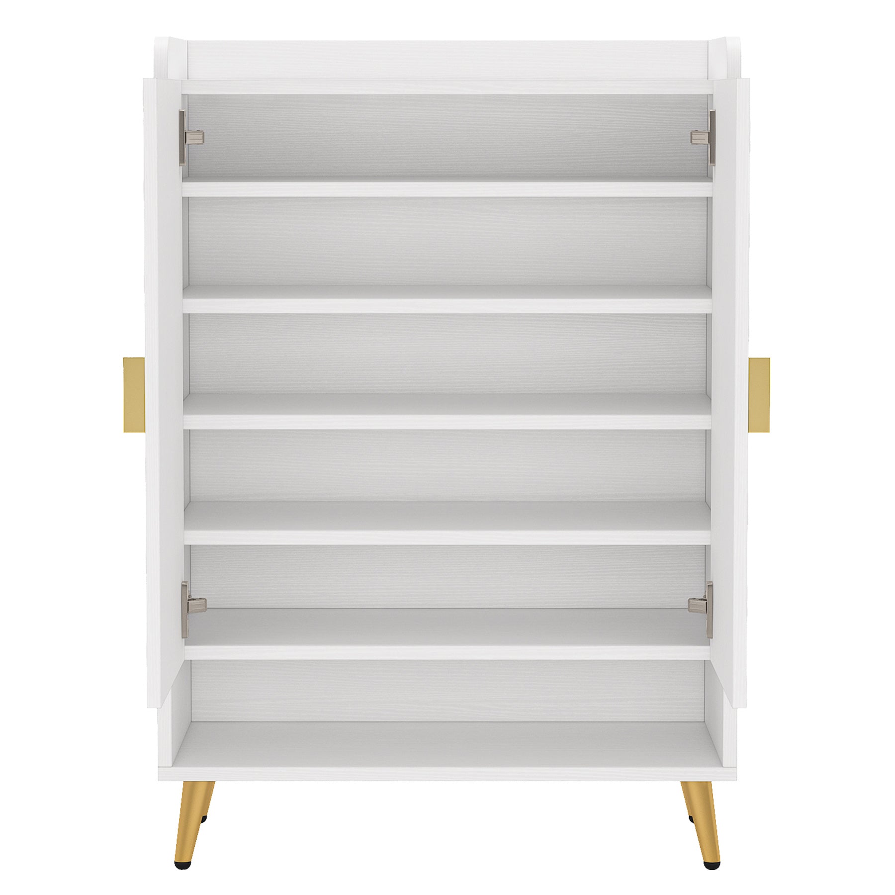 29.6" White and Gold Shoe Cabinet