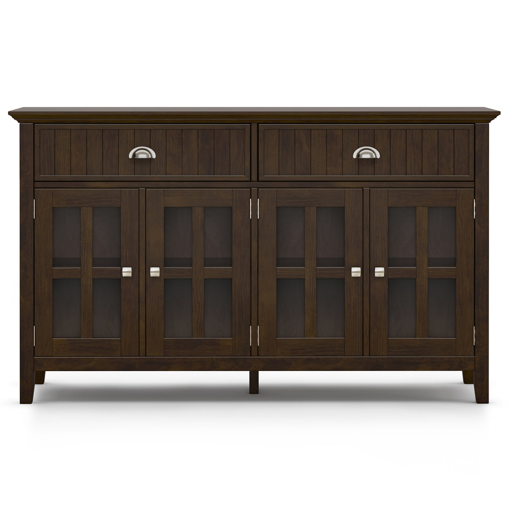 Acadian 60 Inch Wide Solid Wood Large Sideboard Buffet in Brunette