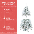 6FT Flocked Christmas Tree with Pine Cones