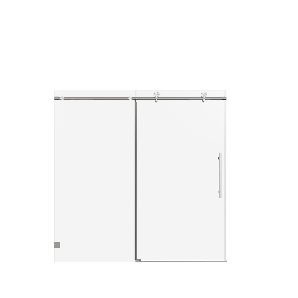 Frameless Single Sliding Shower Doors in Brushed Nickel