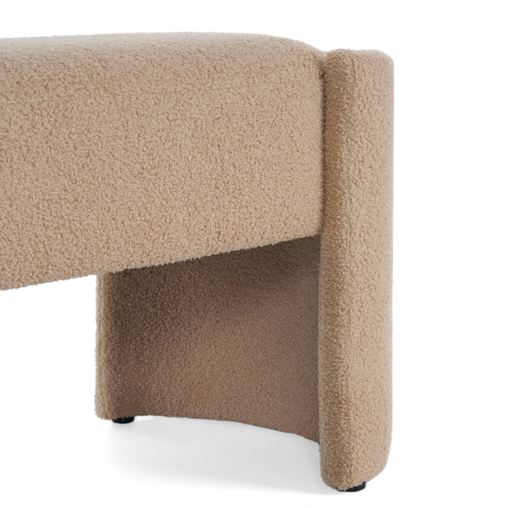 Elegant and Simple Long-Shaped Ottoman Bench, Light Camel