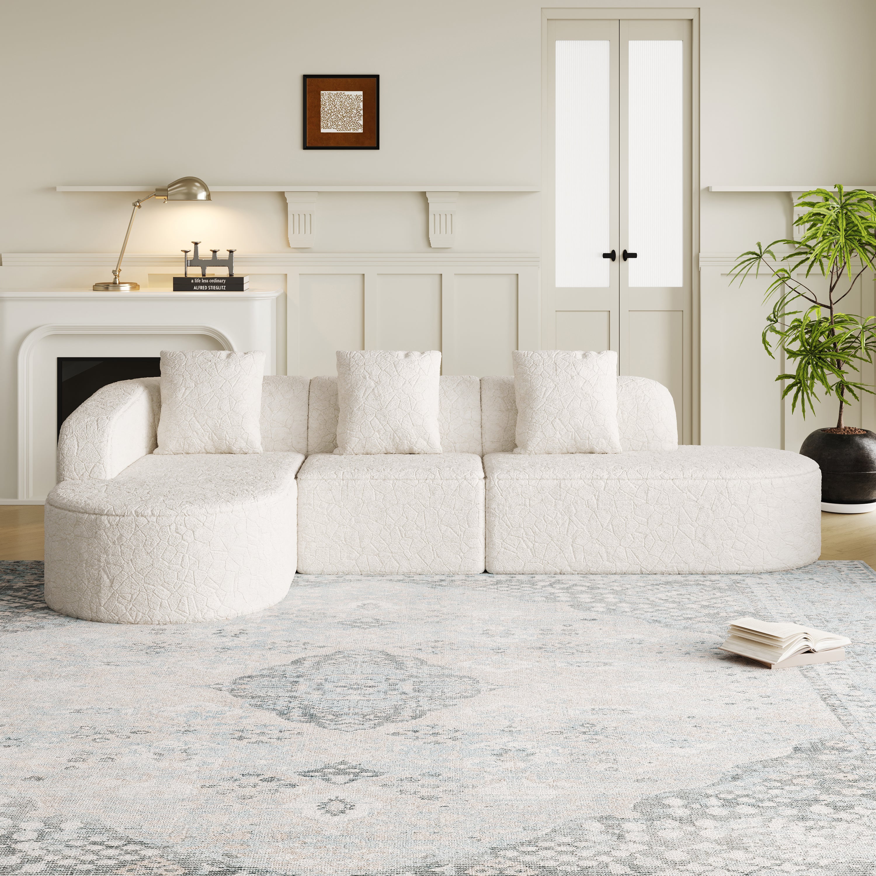 111.8-Inch L-Shaped Curved Modular Sofa