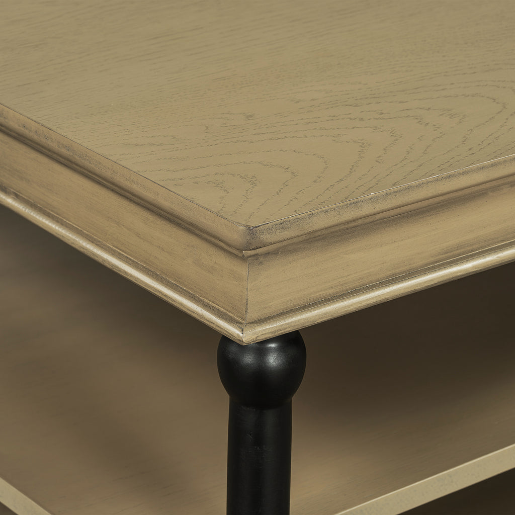 55.1" Wood Coffee Table with Open Shelves