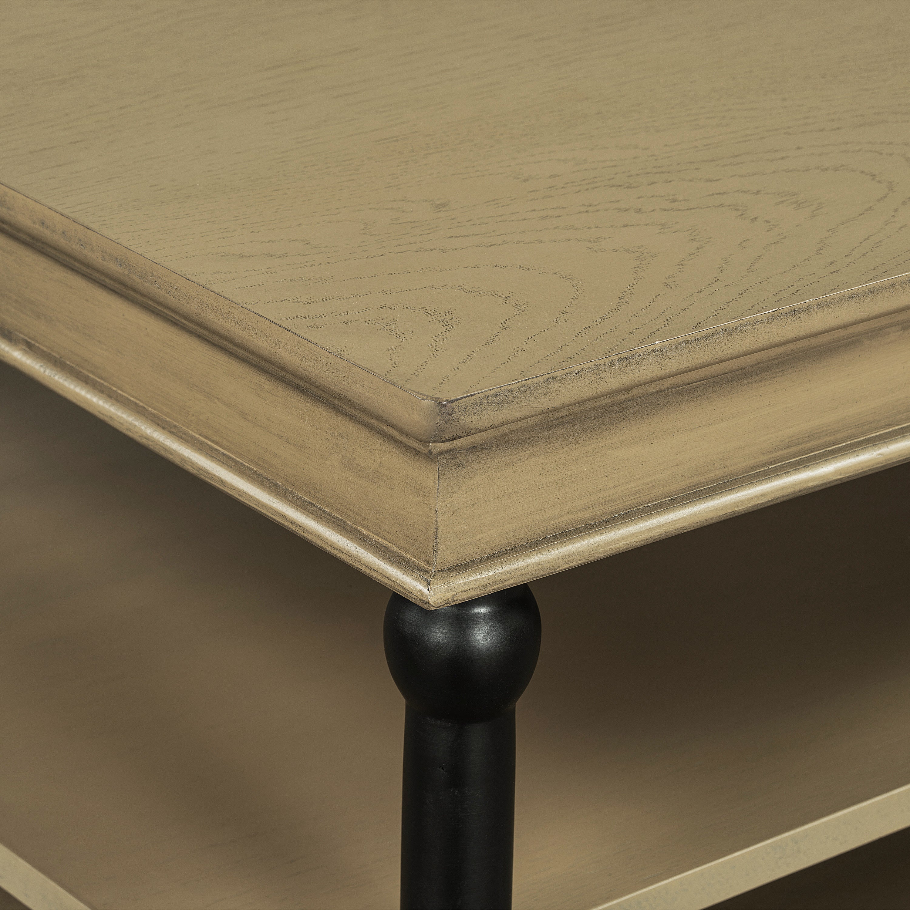 55.1" Wood Coffee Table with Open Shelves