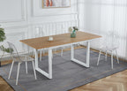 Oak Color Square Extendable Dining Table with Metal Leg