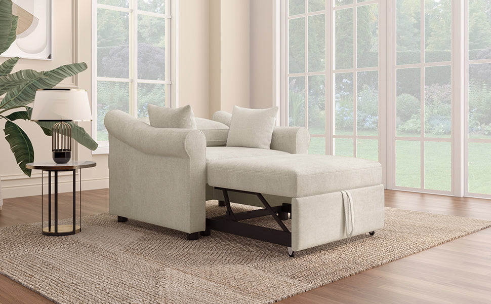 Chenille Convertible Sleeper Chair with Adjustable Backrest
