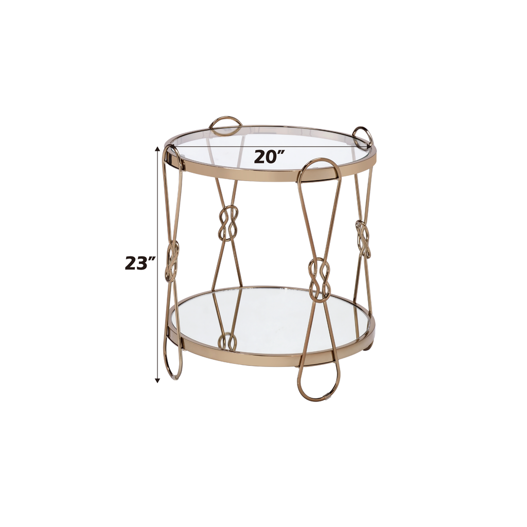 Zekera Mirrored & Champagne Finish End Table